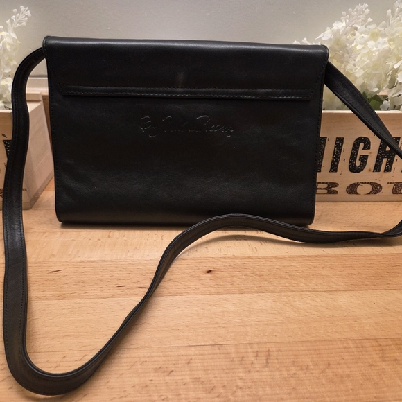 Paloma Picasso Black Genuine Leather Convertible Shoulder Bag Made in Italy - Picture 4 of 13
